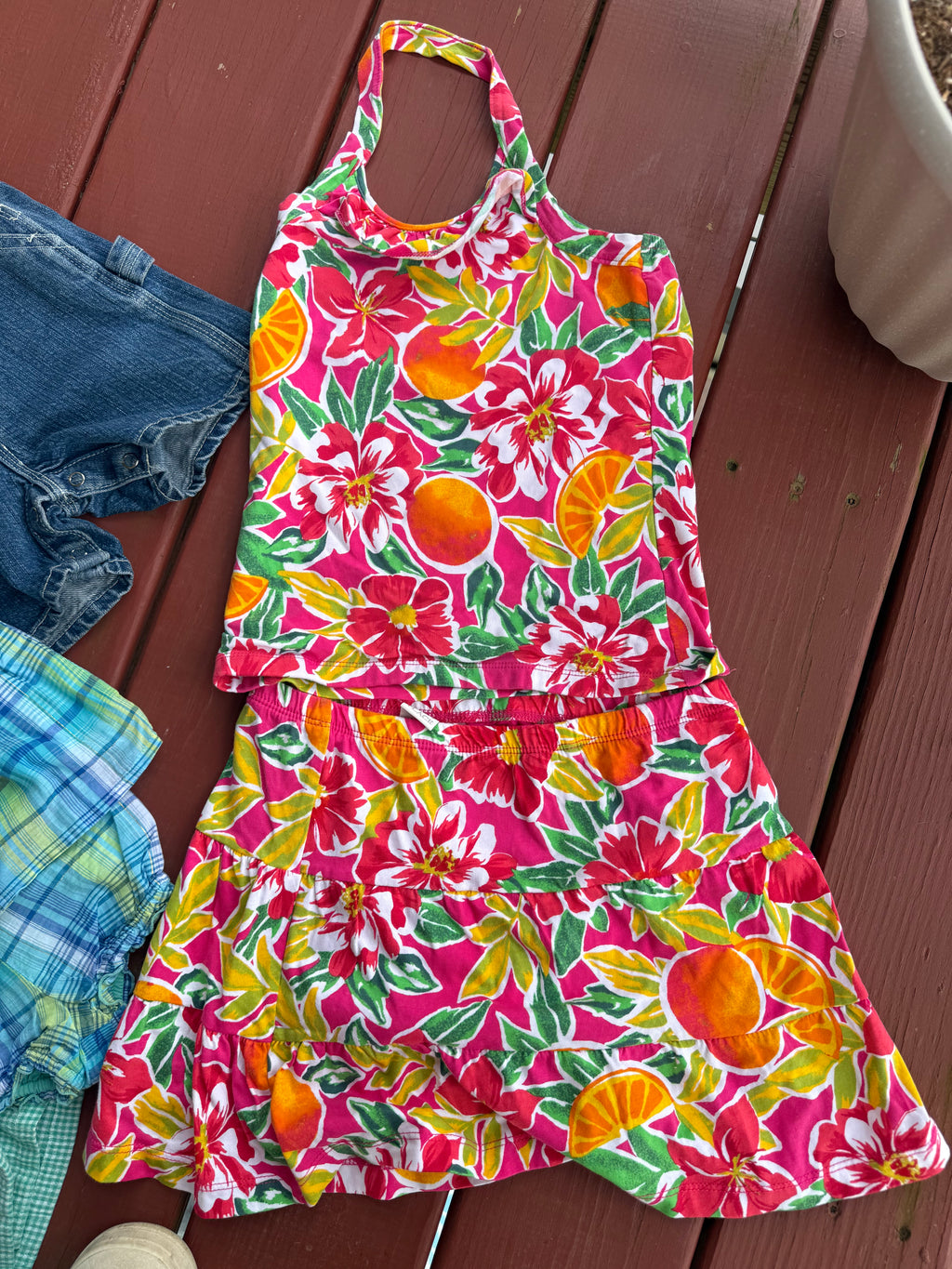 Y2K Fruit Halter Top and Skirt Set