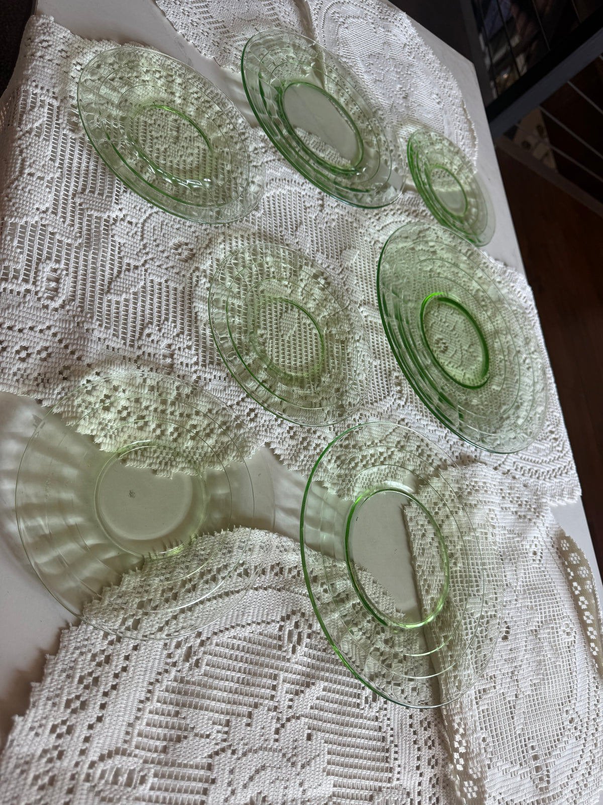 1930s Uranium Glass Collection • Set of 7