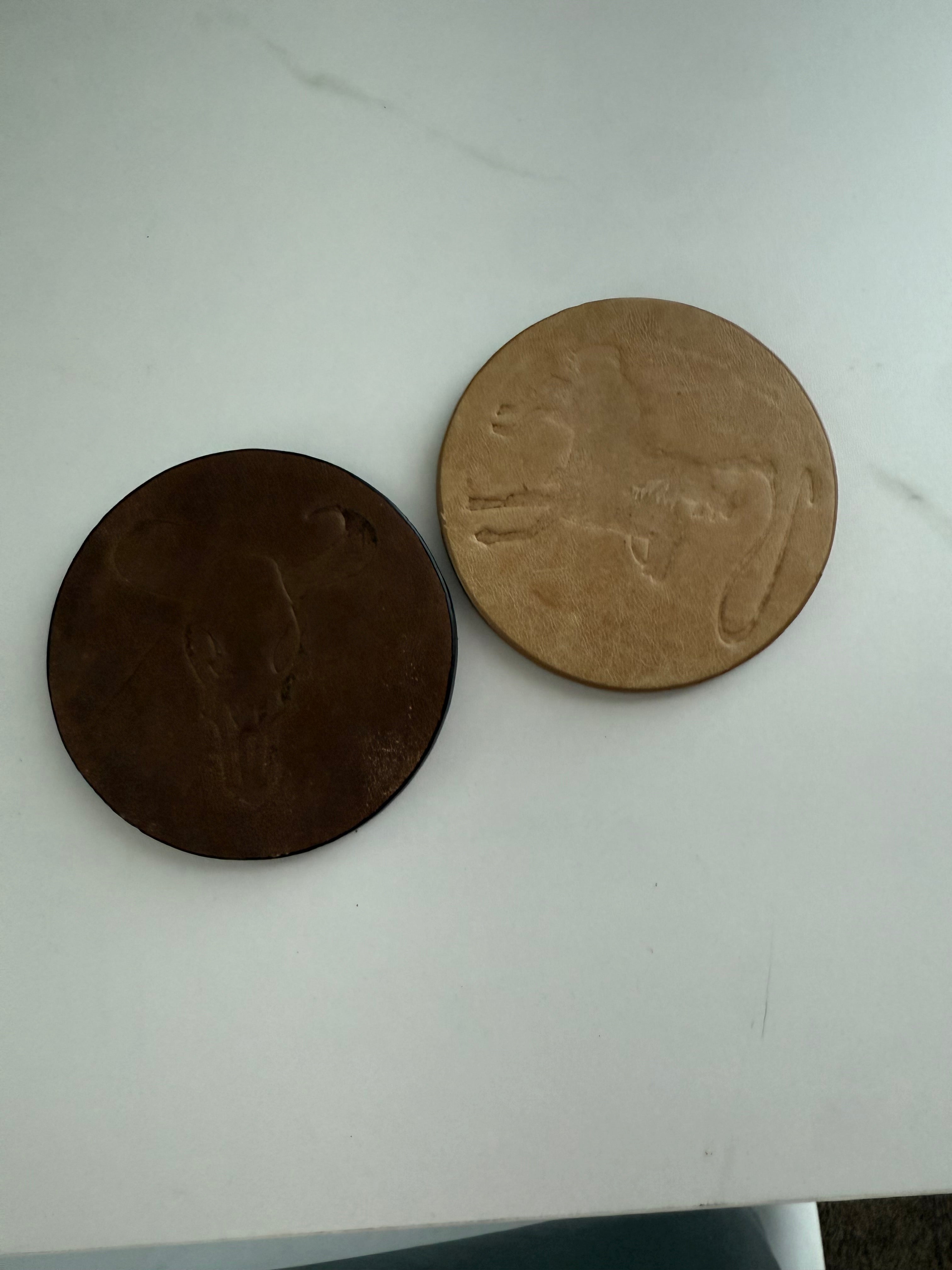 Pair of Western Leather Coasters