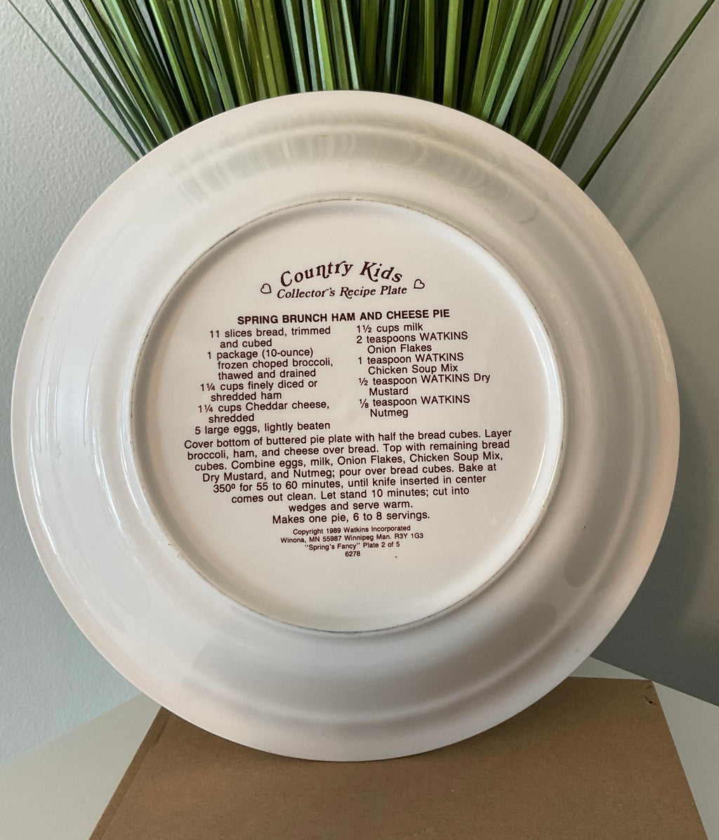 Vintage Watkins Country Kids Pie Plate with Recipe