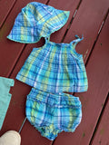 Y2K Blue and Green Plaid Set