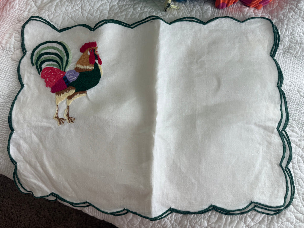 Embroidered Rooster Placemats 4pk
