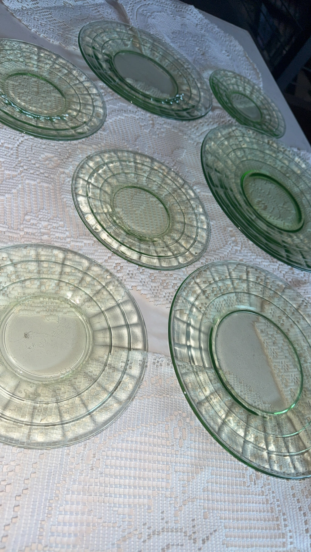 1930s Uranium Glass Collection • Set of 7