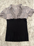 Y2K Black and Silver Blouse