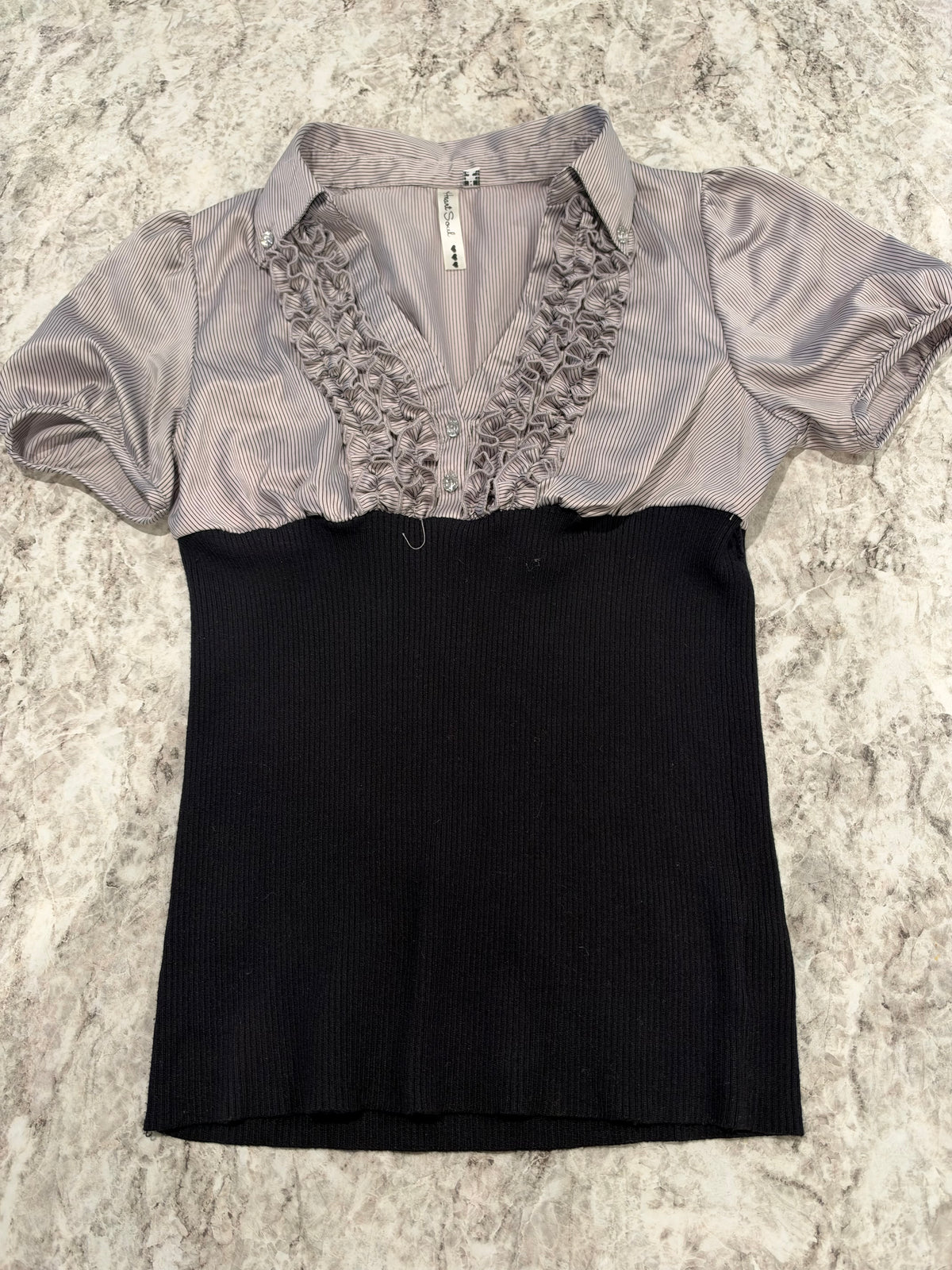 Y2K Black and Silver Blouse