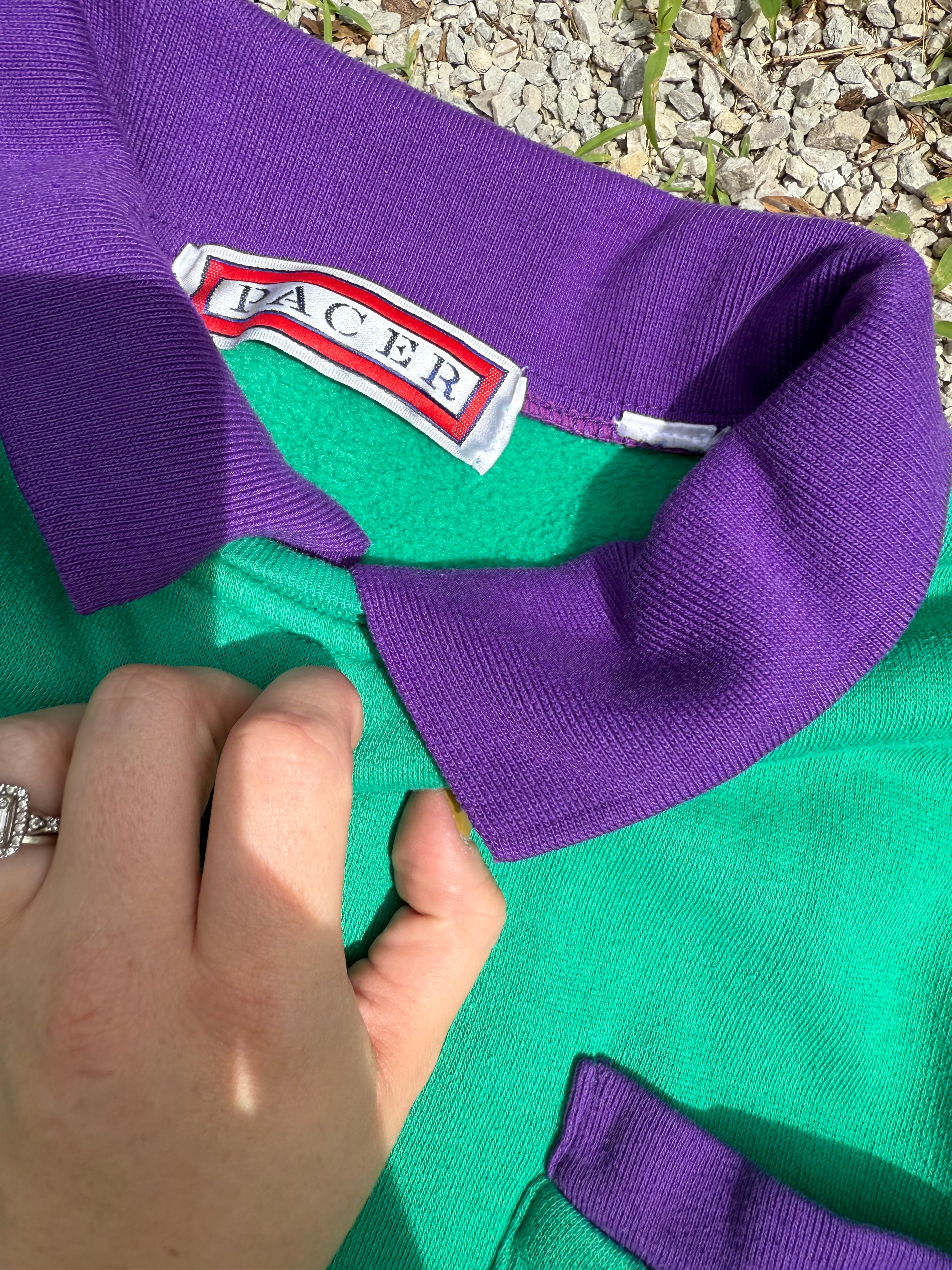 Vintage Teal and Purple Collared Crewneck