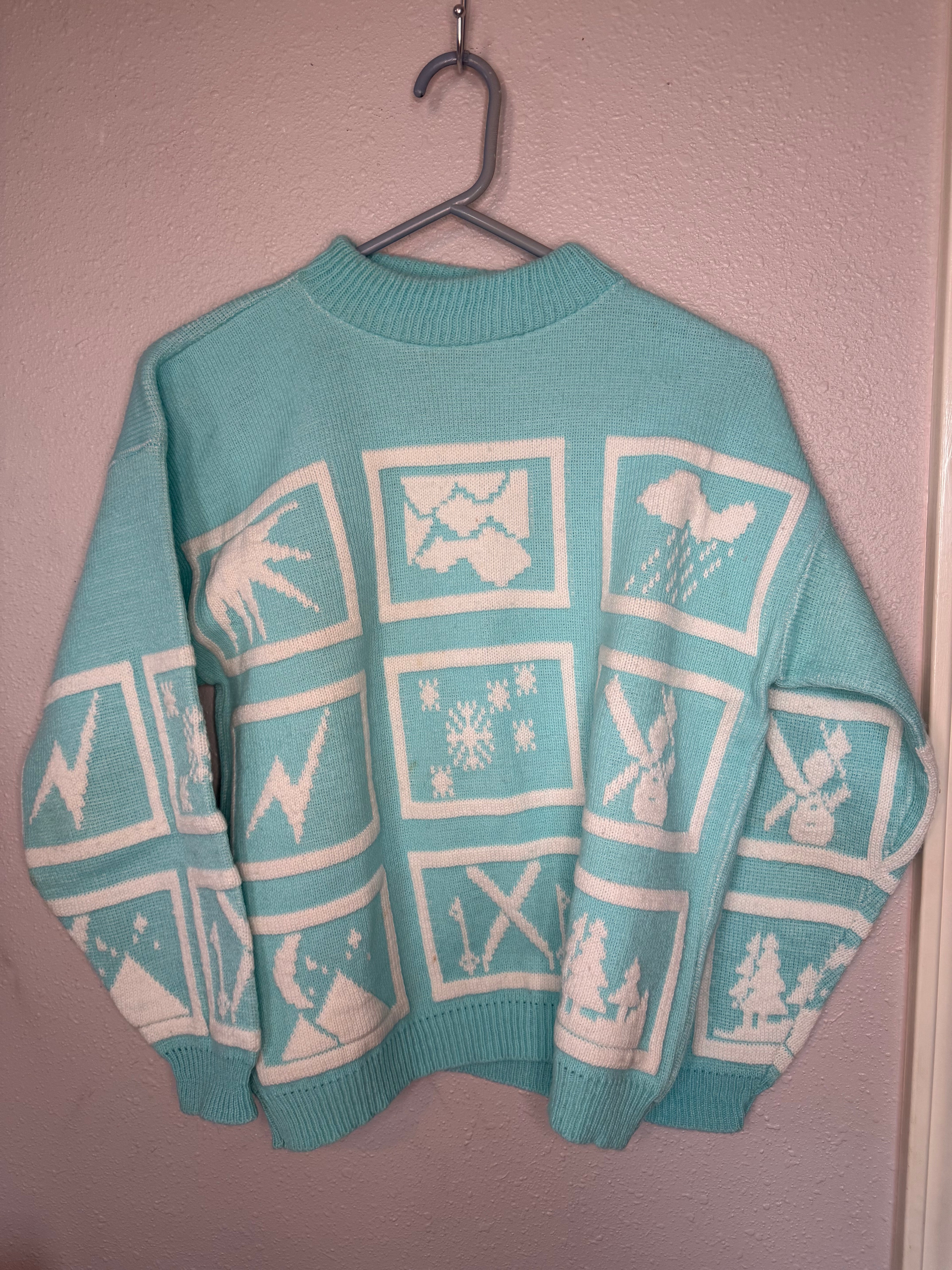 Vintage Teal Ski Sweater
