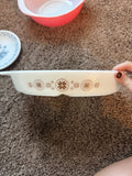 Vintage Pyrex Town and Country 1-1/2qt Oval Divided Casserole Dish with Lid