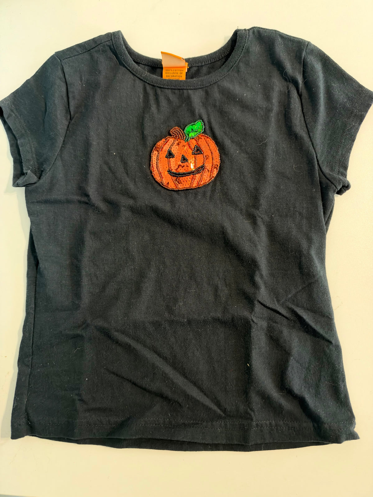 Vintage Sequin Jack-O-Lantern Black Tee
