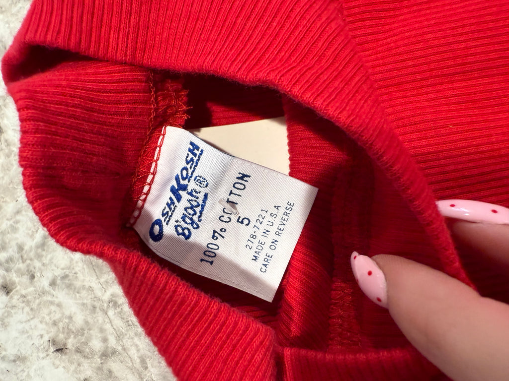 Vintage NWT OshKosh Ribbed Red Long Sleeve