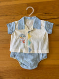 Vintage Embroidered Boy Gingham Set