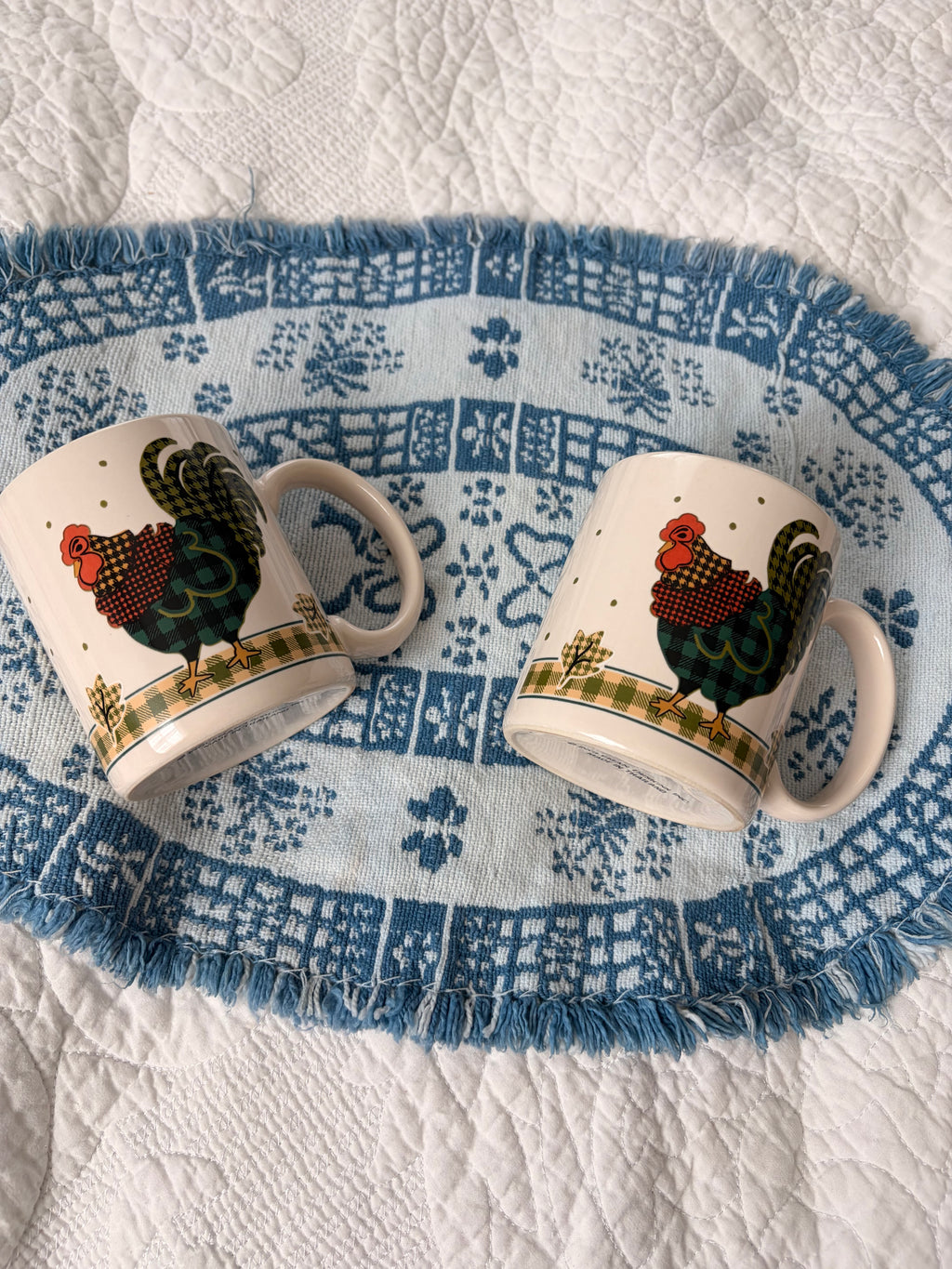 Vintage Rooster Kettle and Mug Set