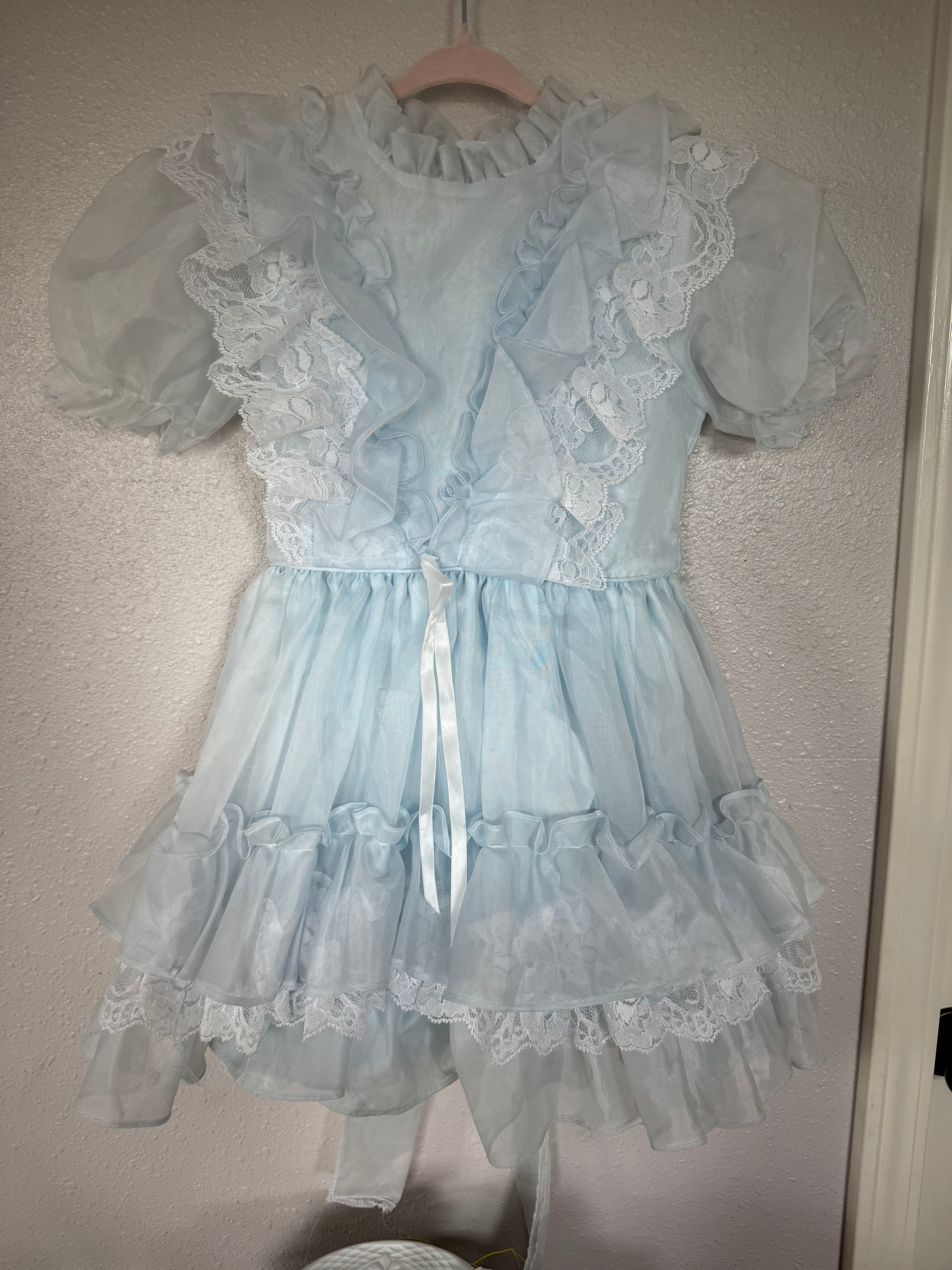 Vintage Frilly Baby Blue Dress