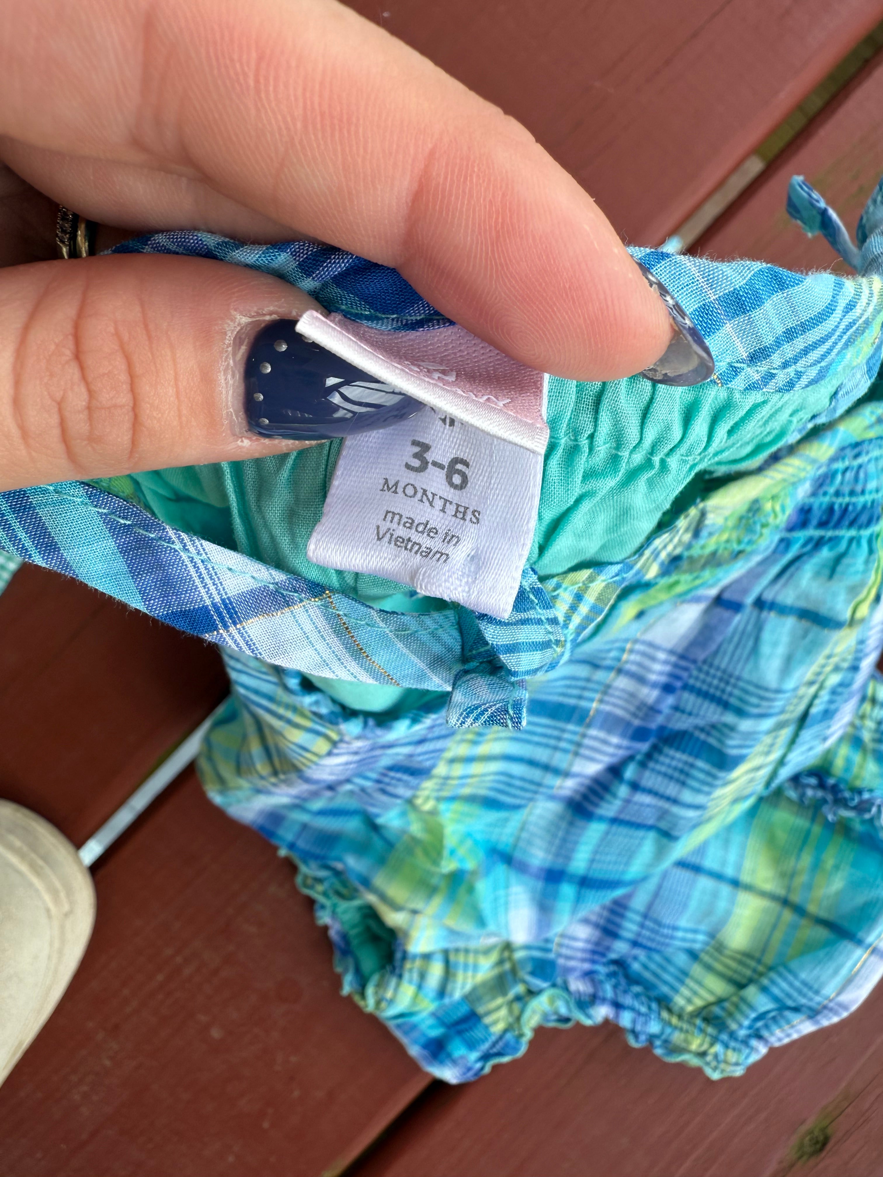 Y2K Blue and Green Plaid Set