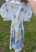 Vintage Yellow and Blue Floral Dress