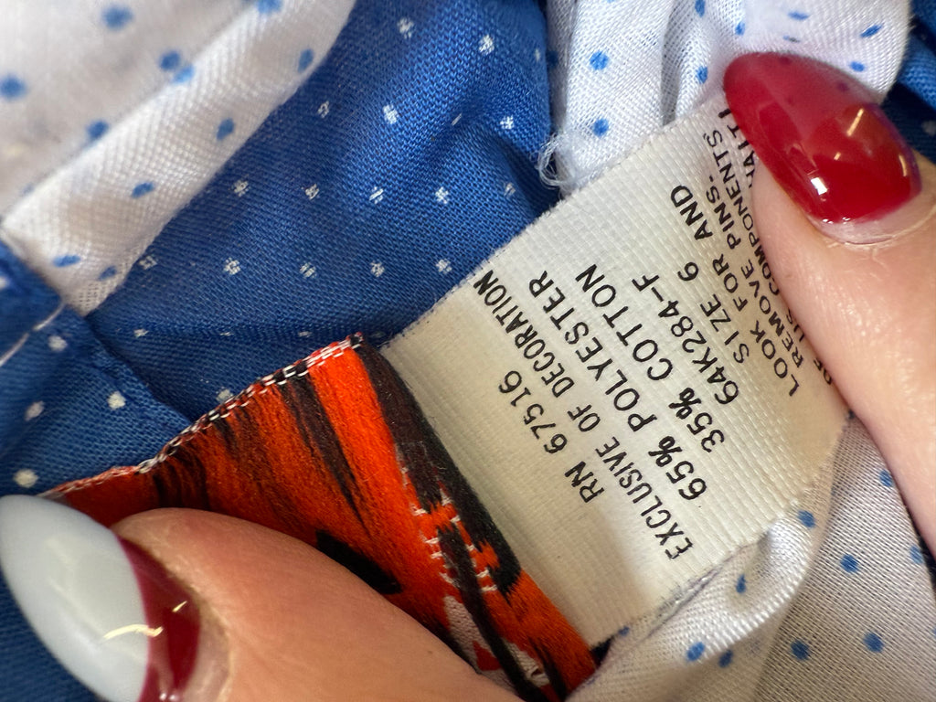 Vintage Blue Polka-Dot Smocked Dress