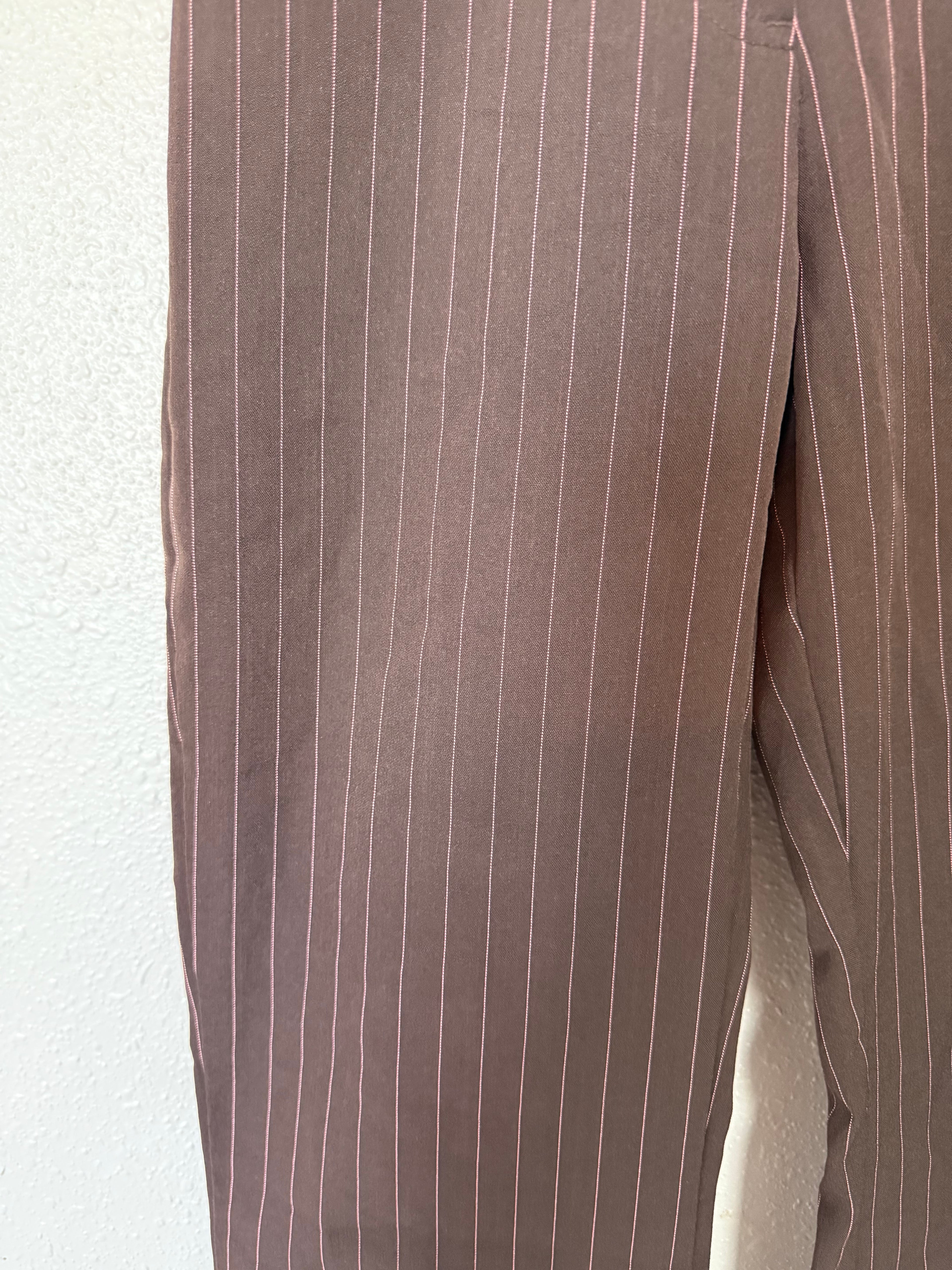Y2K Brown with Pink Stripes Slacks