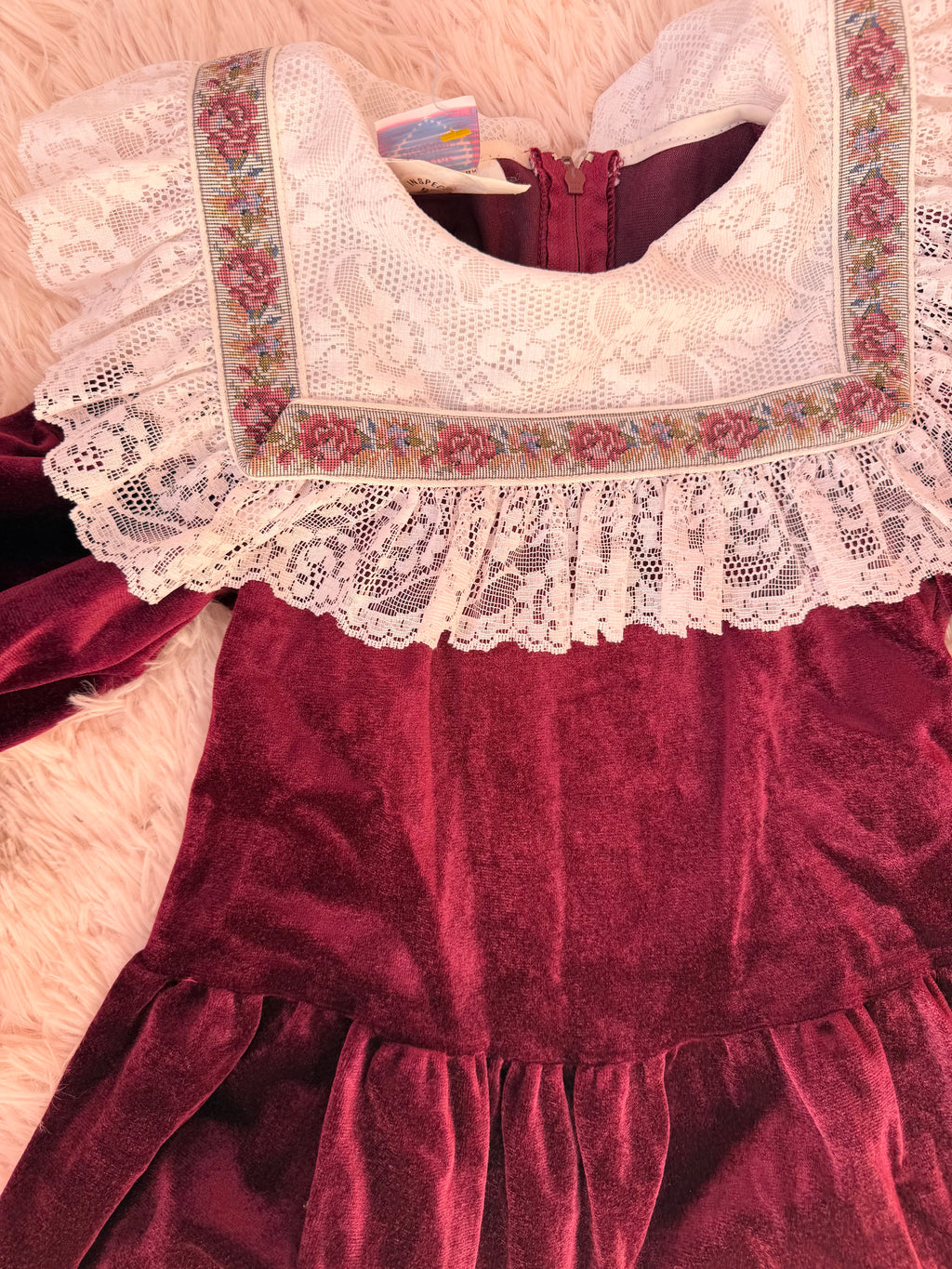 Vintage Maroon and Lace Dress