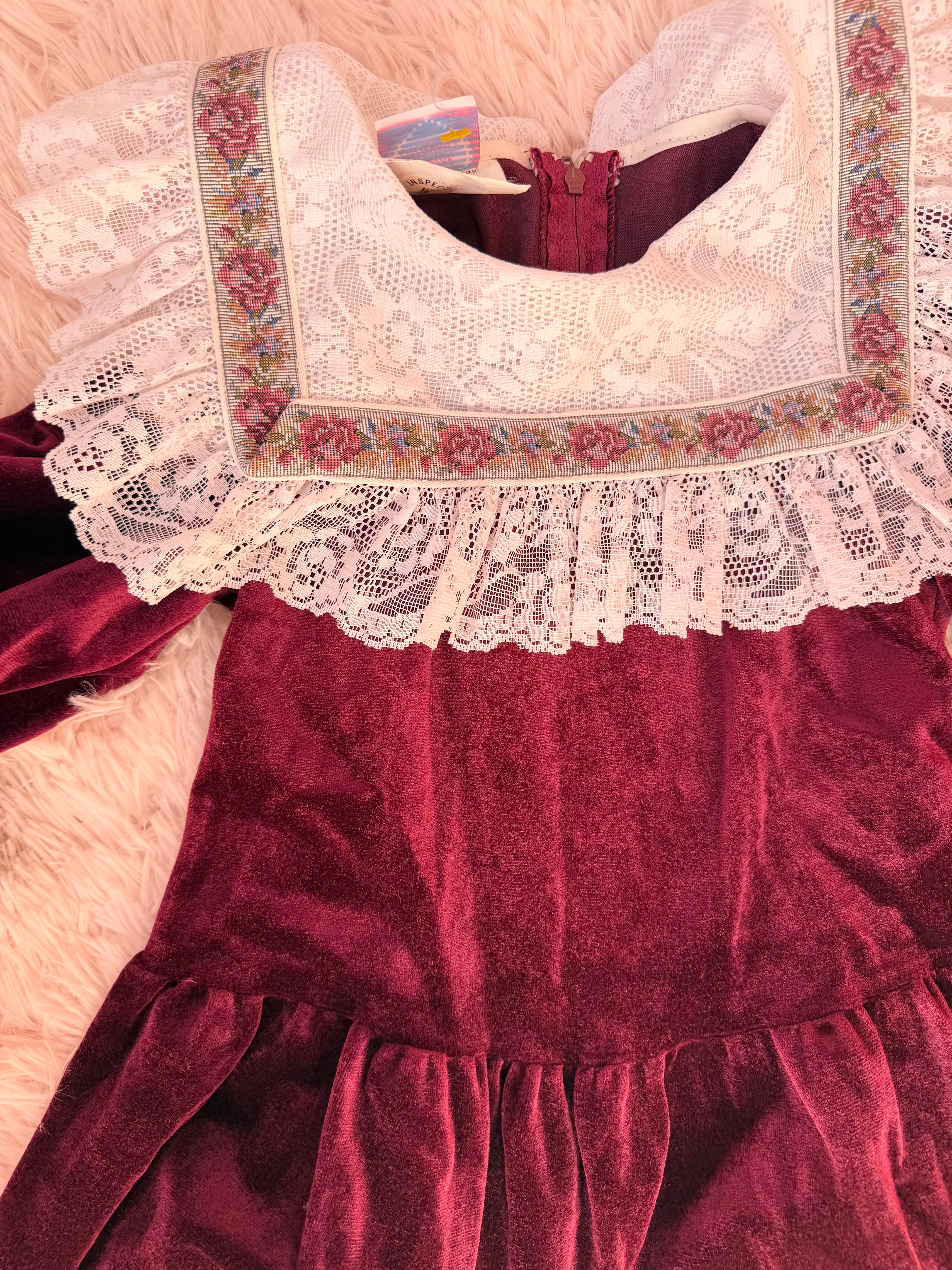 Vintage Maroon and Lace Dress