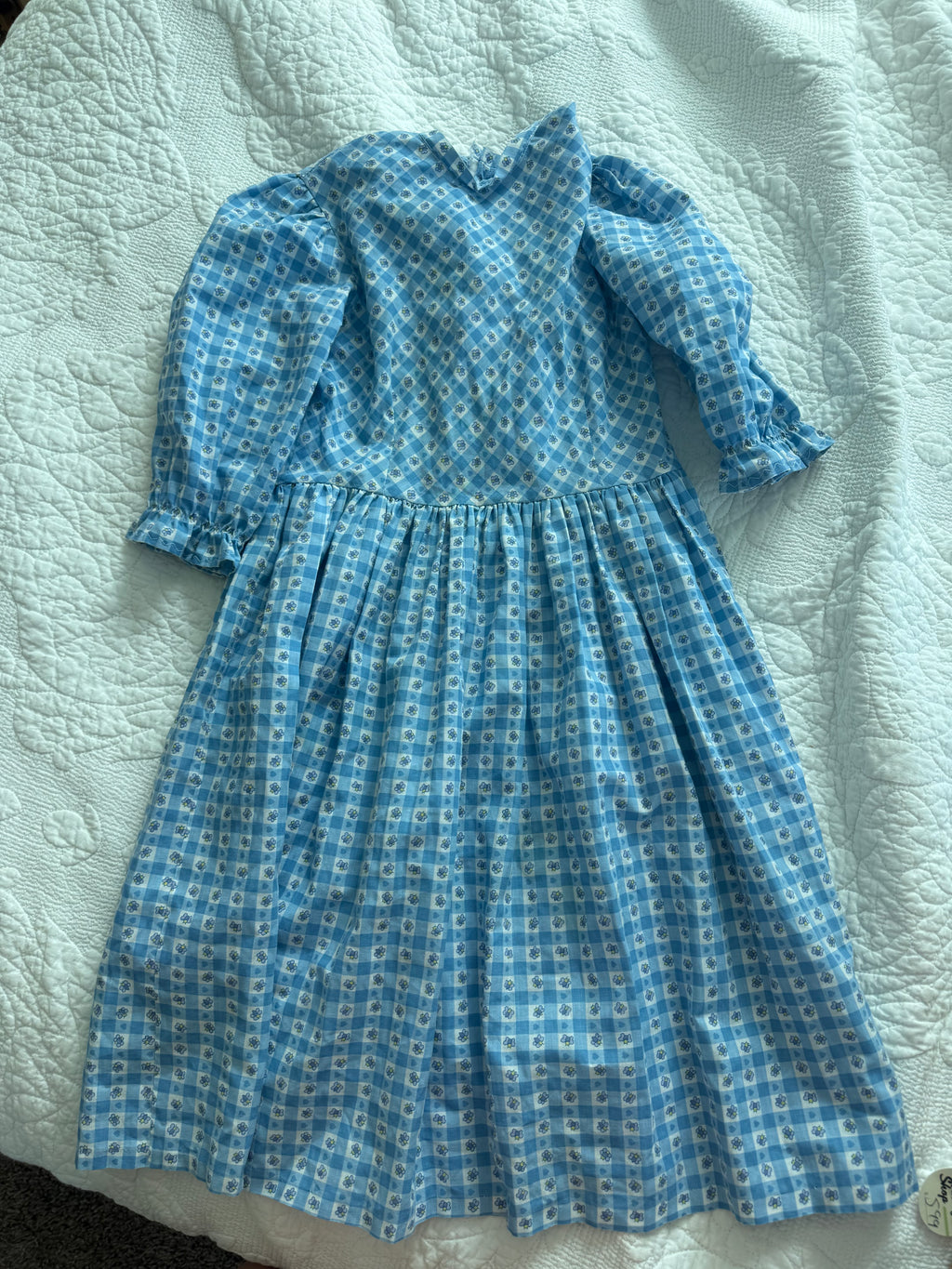 Vintage Handmade Blue Gingham and Butterfly Dress