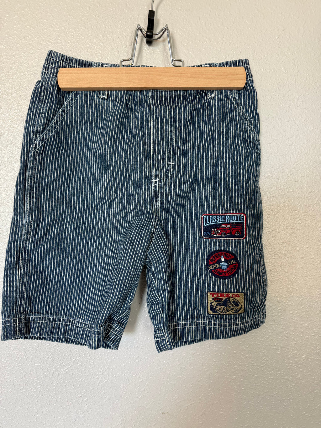 Vintage RARE Pinstriped Cargo Shorts with Patches