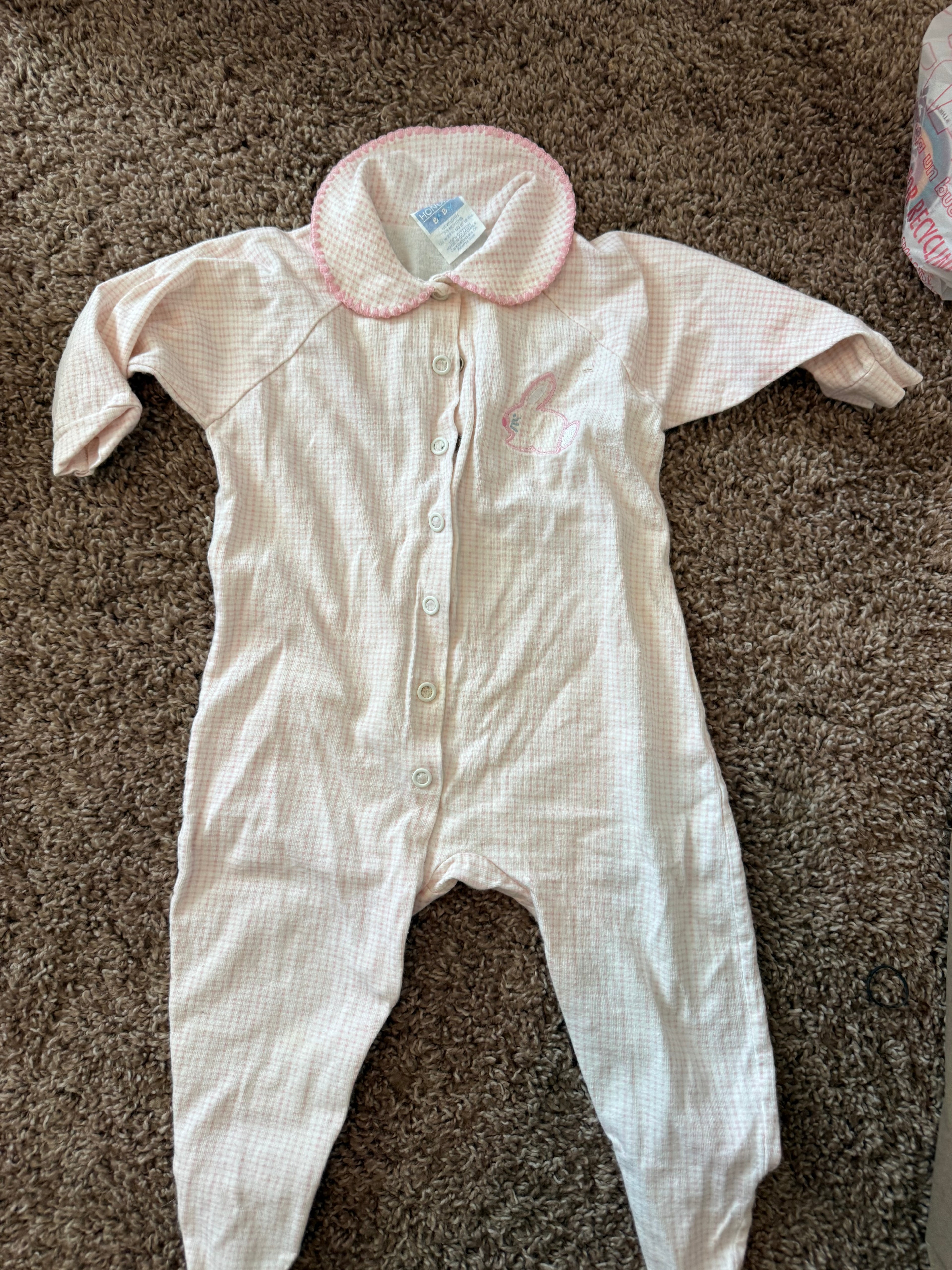 Vintage Baby Pink Sleeper with Bunny