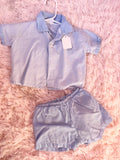 Vintage Blue Set with Gingham Details