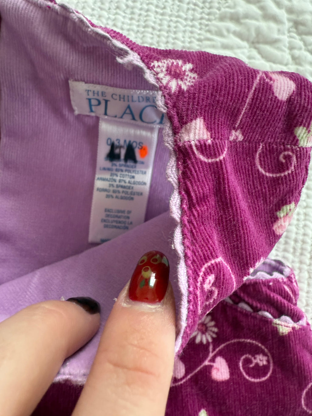 Y2K Purple Floral Corduroy Dress