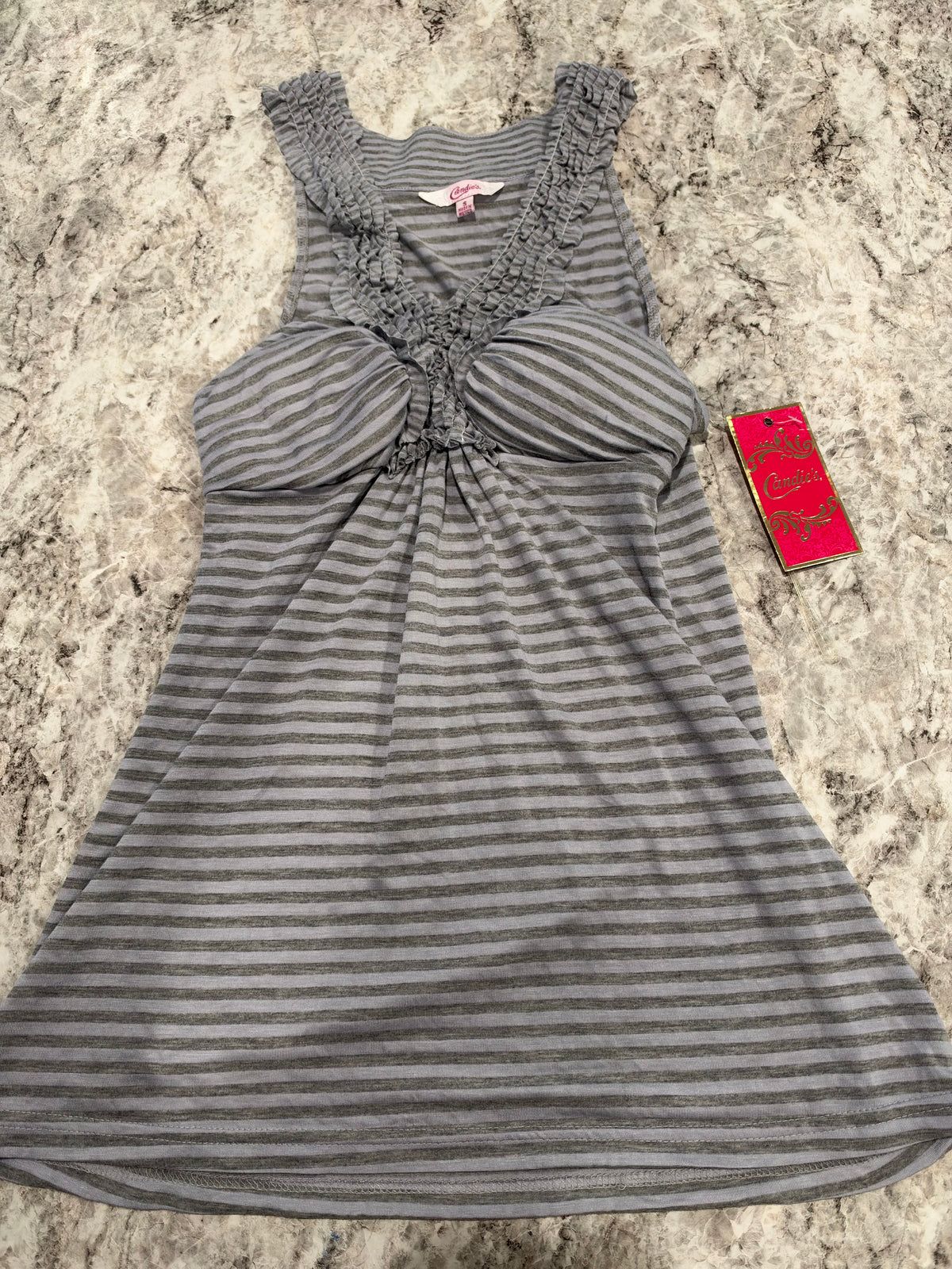 Y2K NWT Candies Gray Striped Tank with Pads