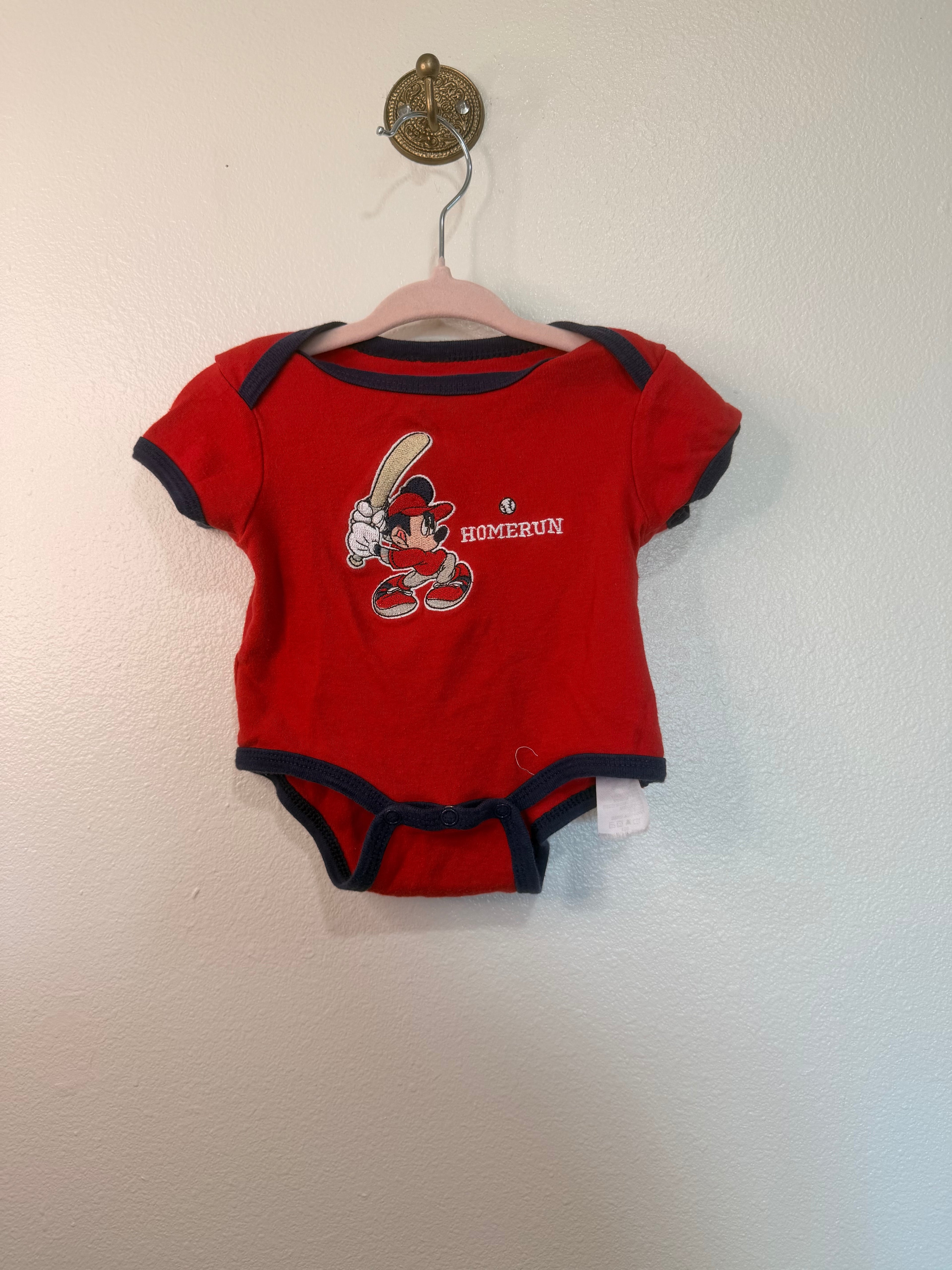Vintage Mickey Embroidered Baseball Onesie