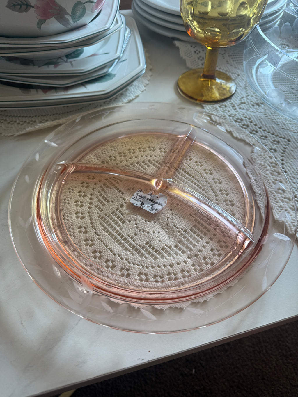 Pink Depression Glass Platter