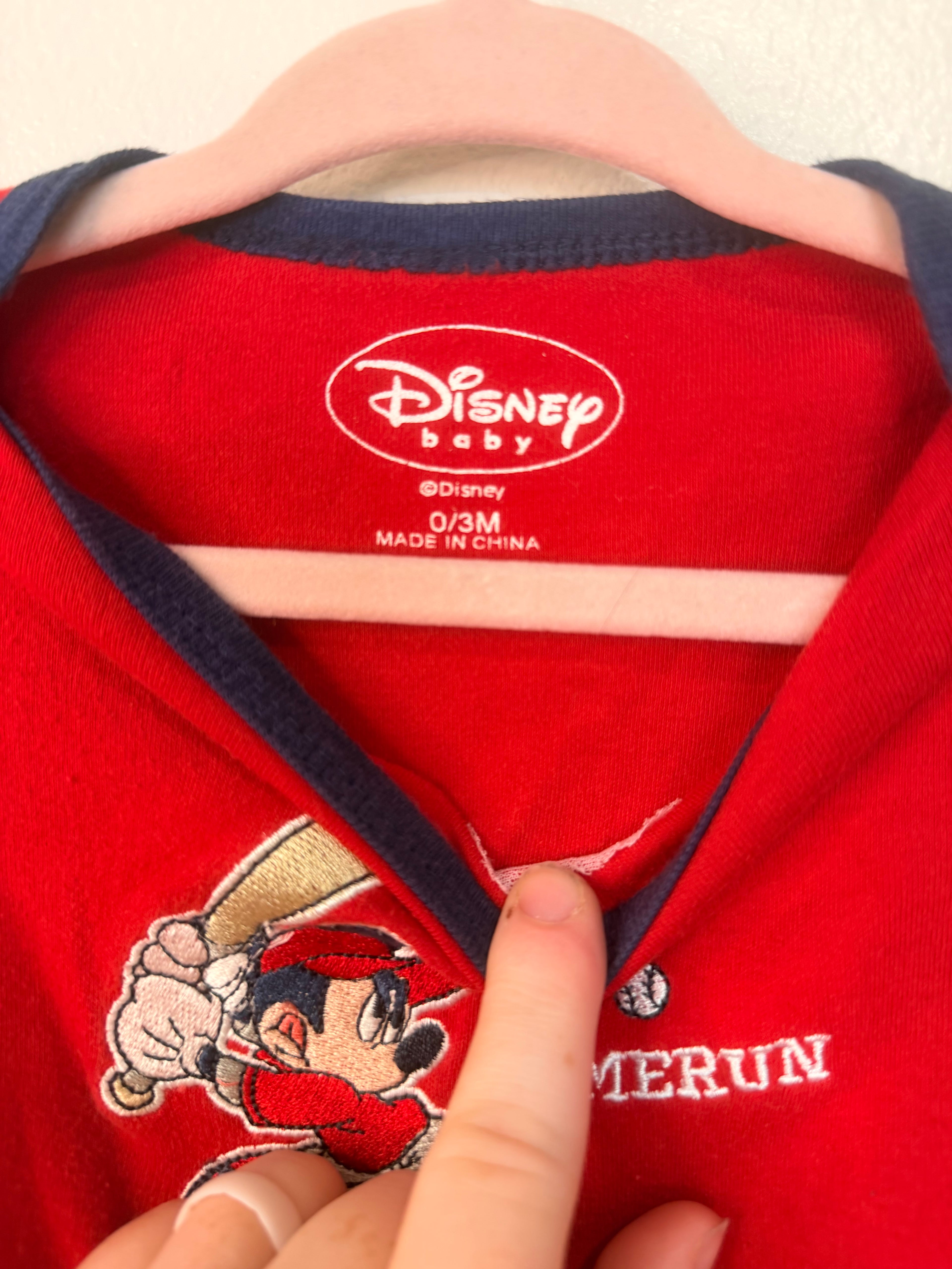 Vintage Mickey Embroidered Baseball Onesie