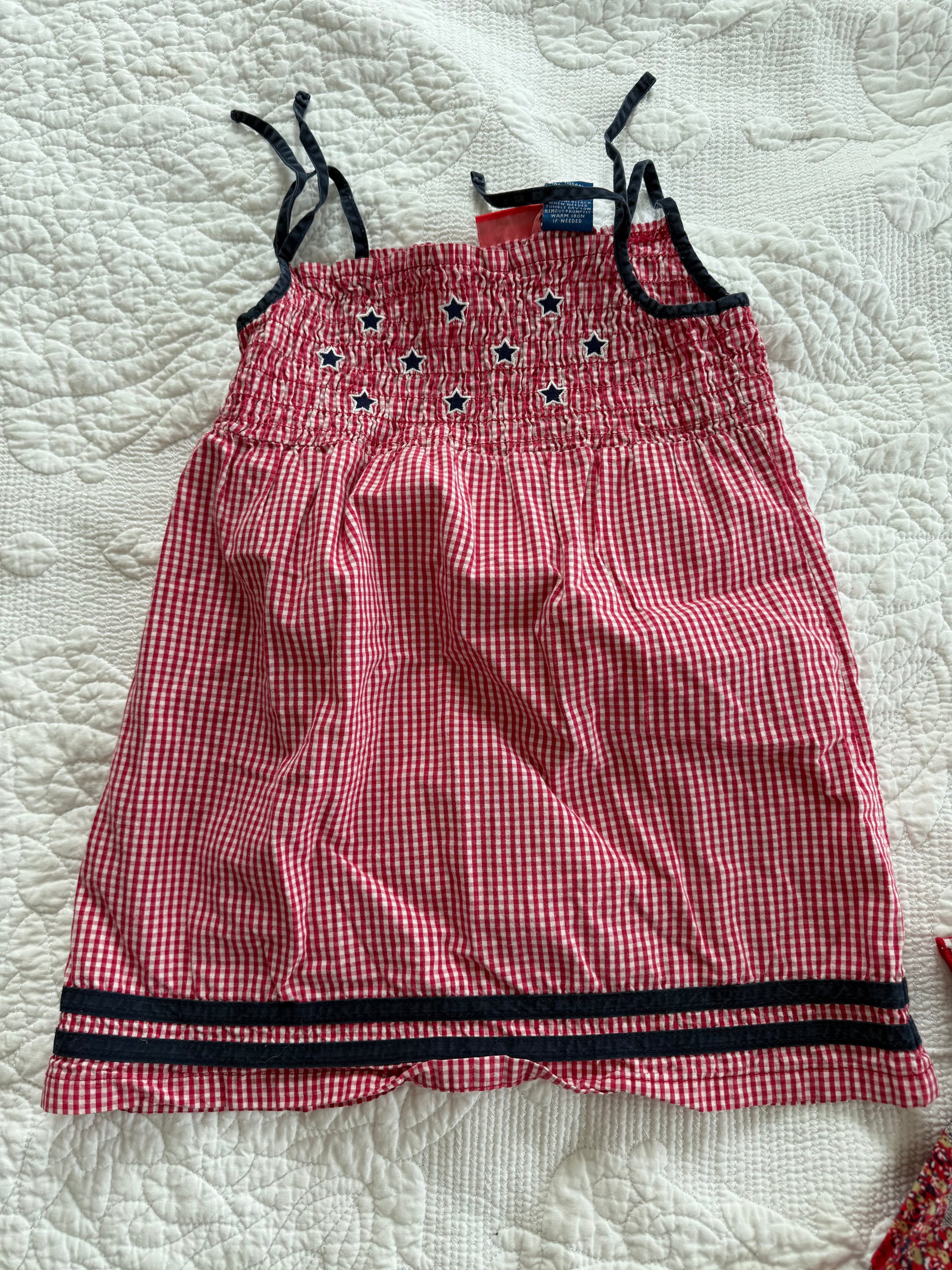 Vintage Smocked Star and Gingham Dress
