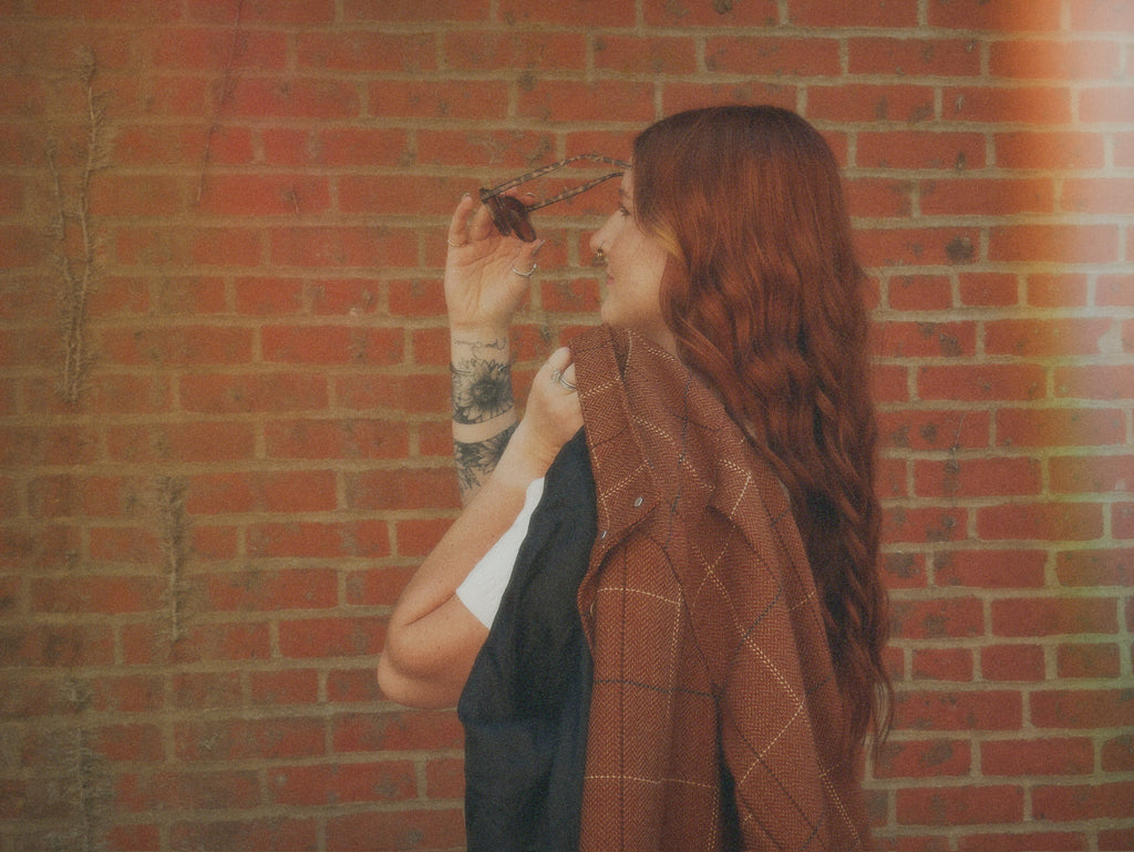 Y2K Rusty Orange Plaid Jacket