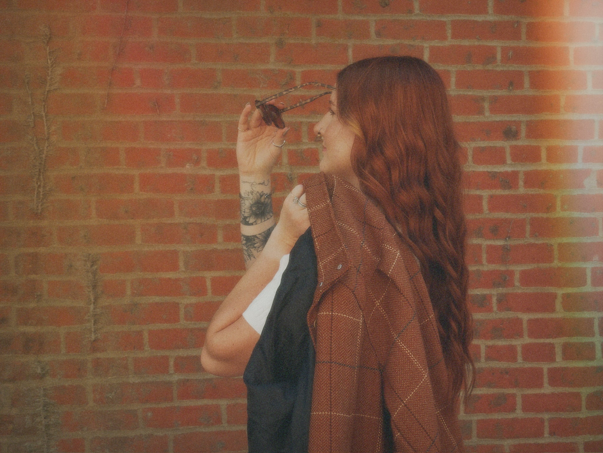 Y2K Rusty Orange Plaid Jacket