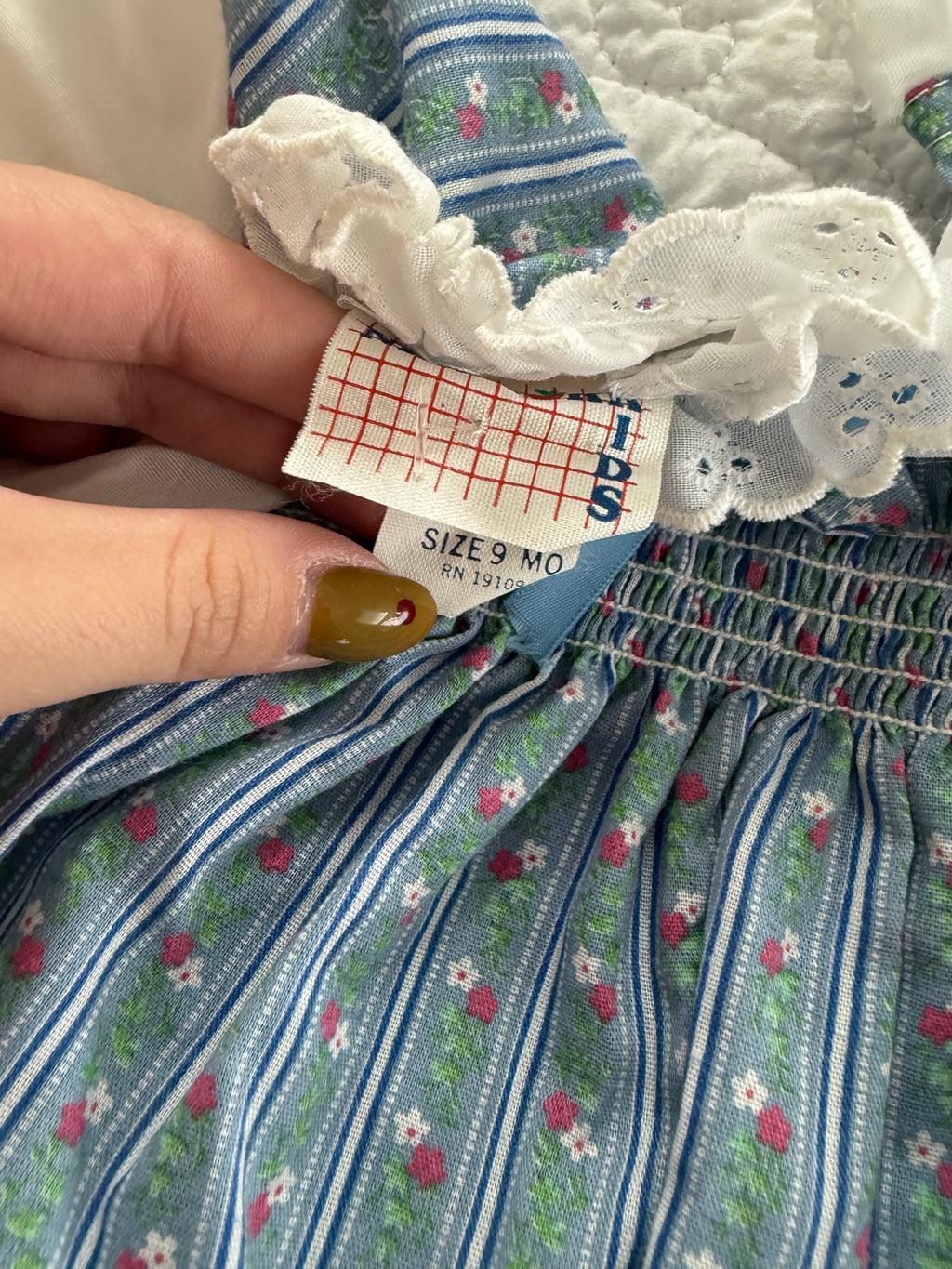 Vintage Blue Floral and Eyelet Dress