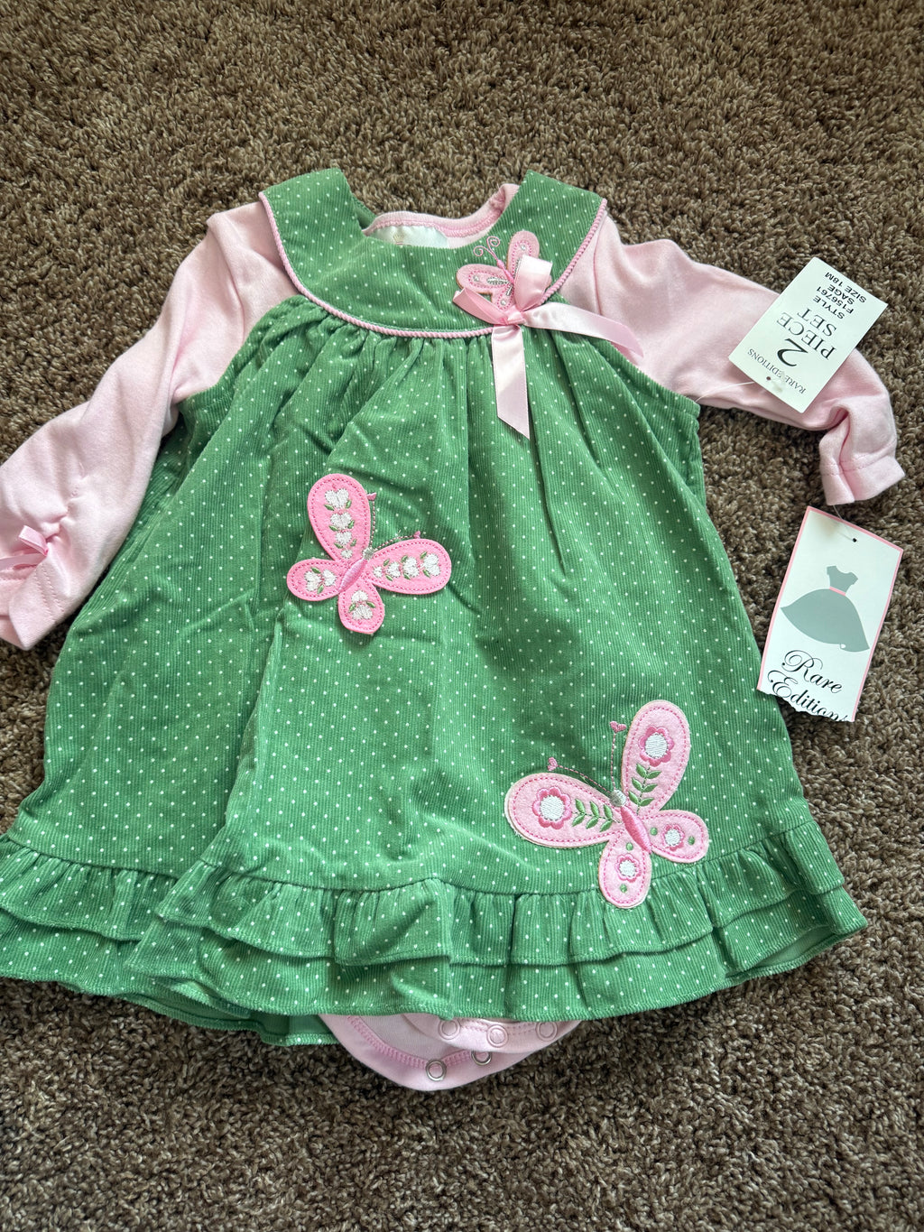 NWT Y2K Pink and Green Butterfly Dress