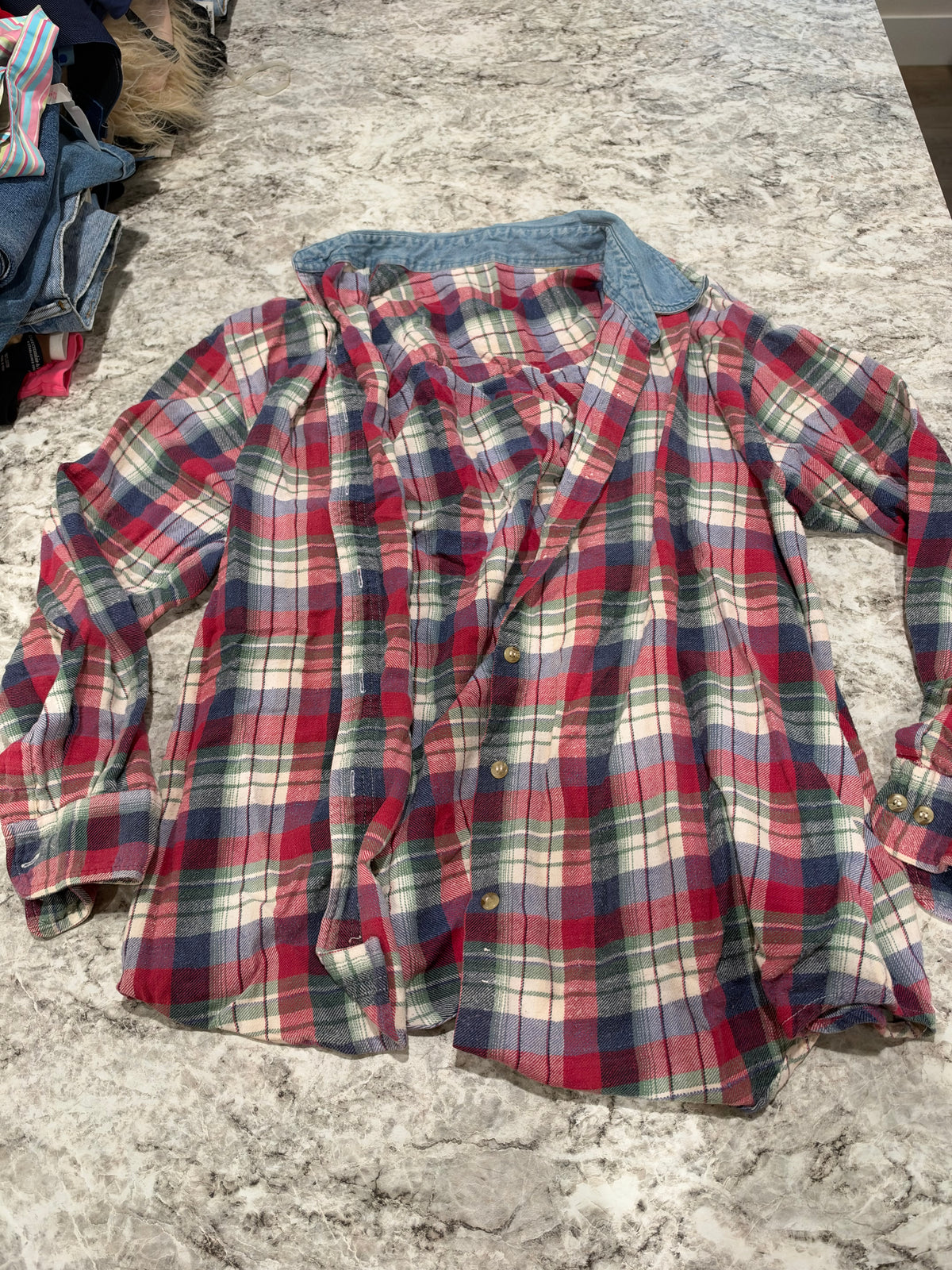Vintage Flannel with Denim Collar