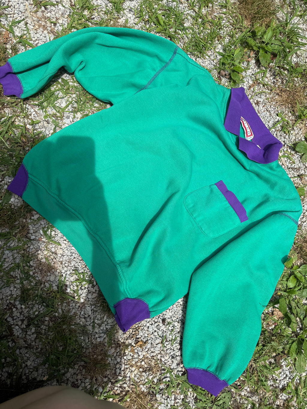 Vintage Teal and Purple Collared Crewneck