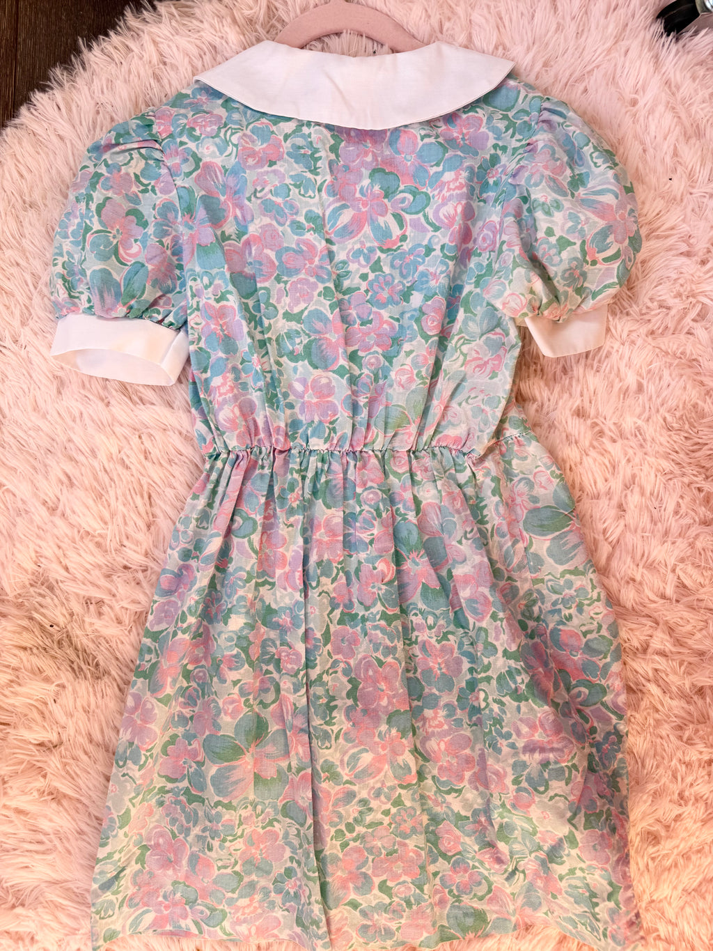 Vintage Pink/Blue/Green Floral Dress