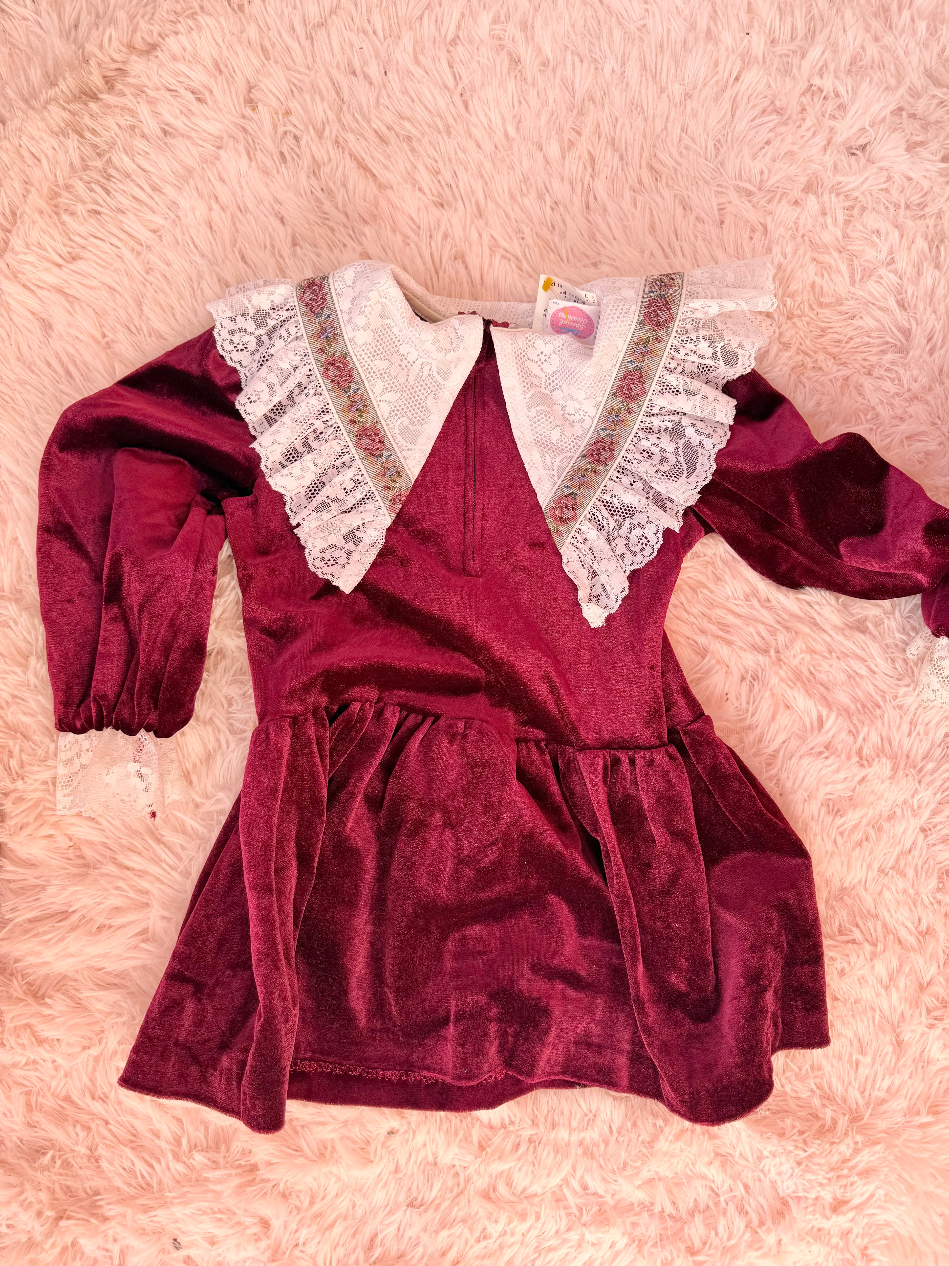 Vintage Maroon and Lace Dress