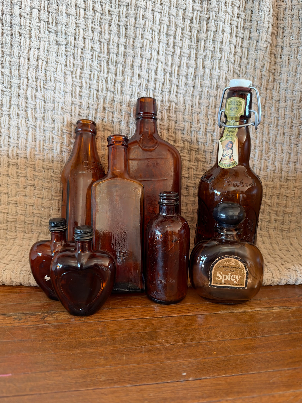Antique Amber Collectible Glass Bottles