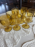 Vintage Amber Thumbprint Goblets — Set of 8