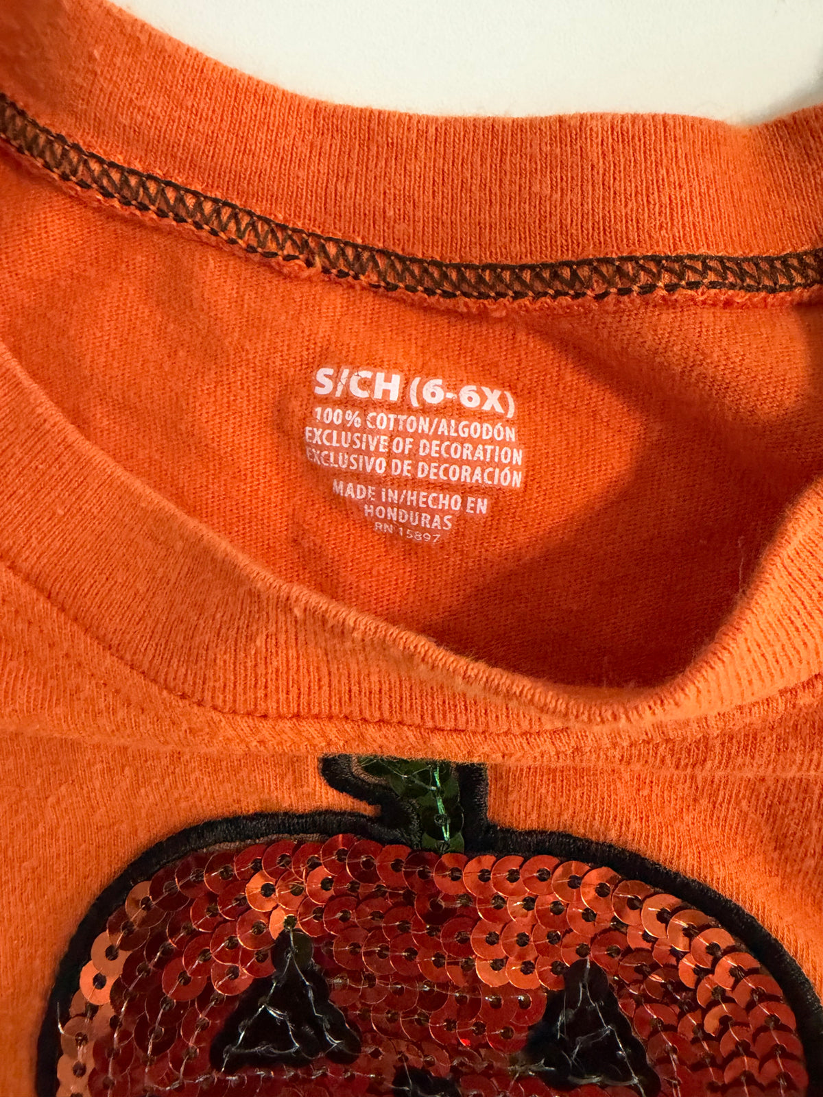 Y2K Sequin Pumpkin Orange Long Sleeve Tee
