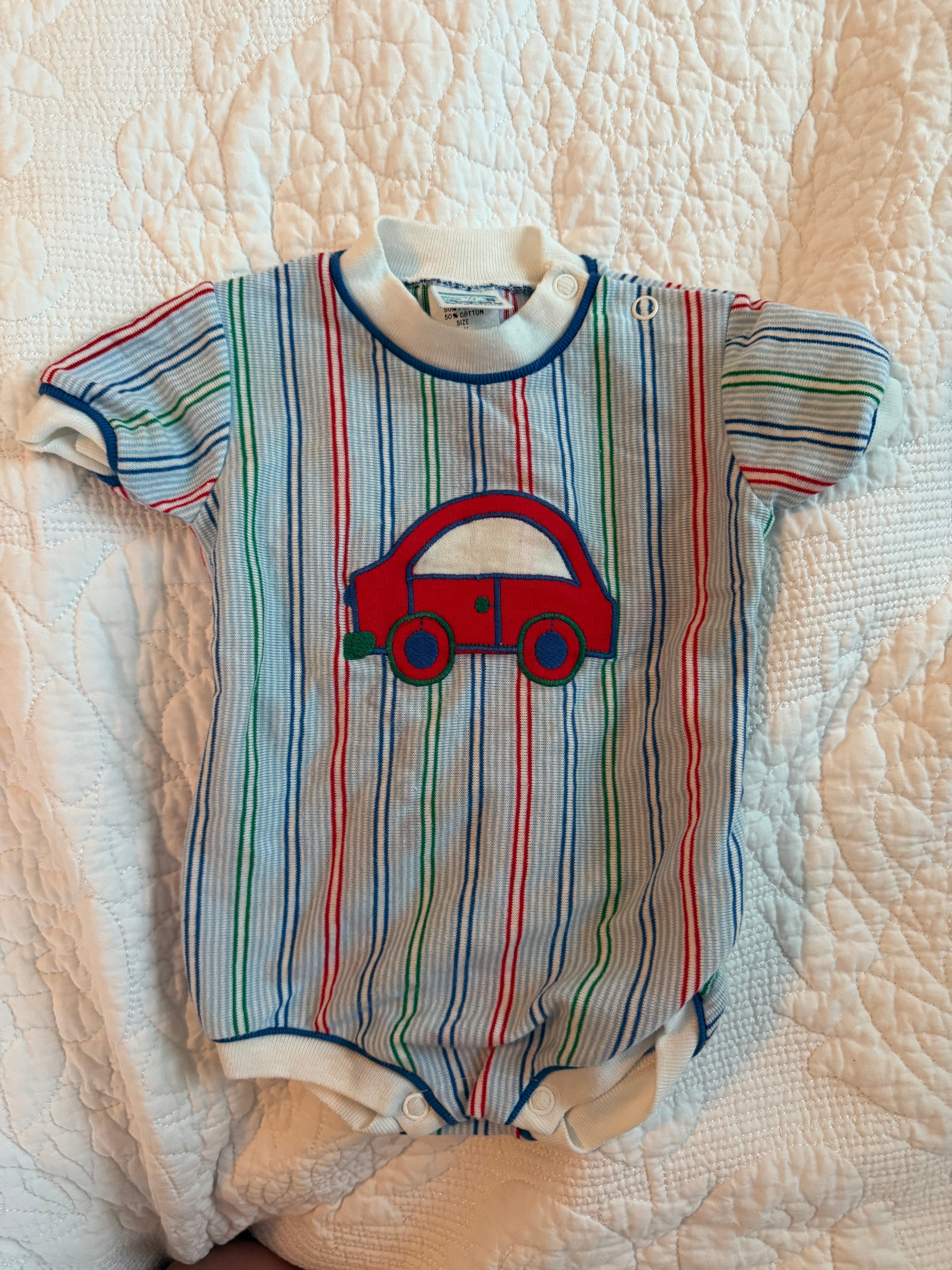 Vintage Striped Car Onesie