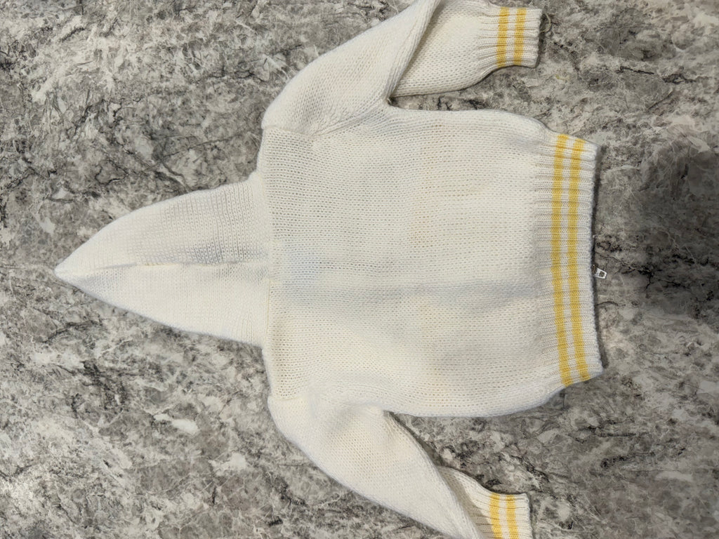 Vintage Yellow Knit Hooded Jacket