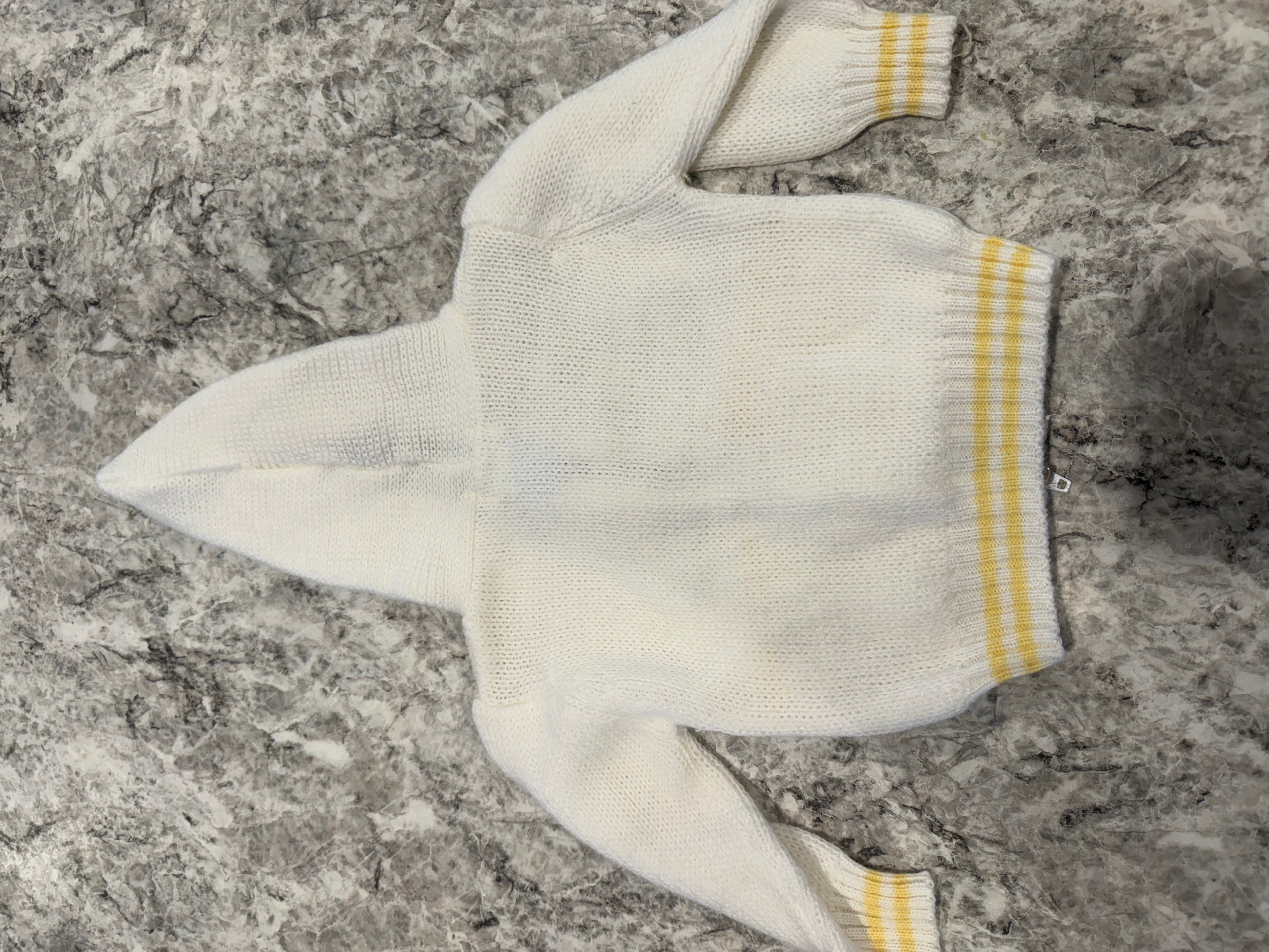 Vintage Yellow Knit Hooded Jacket