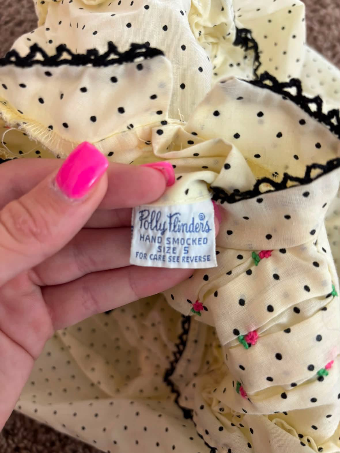 Vintage Butter Yellow and Black Polka Dot Dress