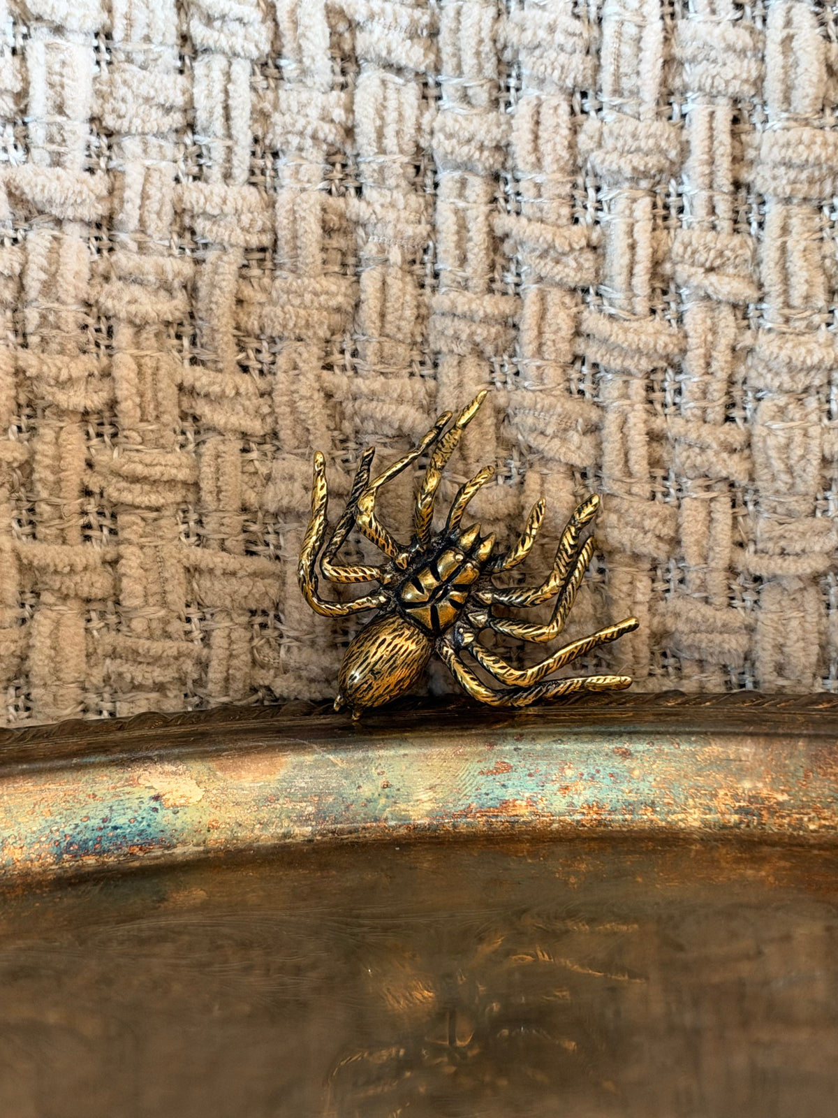 Antique Brass Spider Trinket