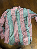 Vintage Dusty Red Striped Button Up